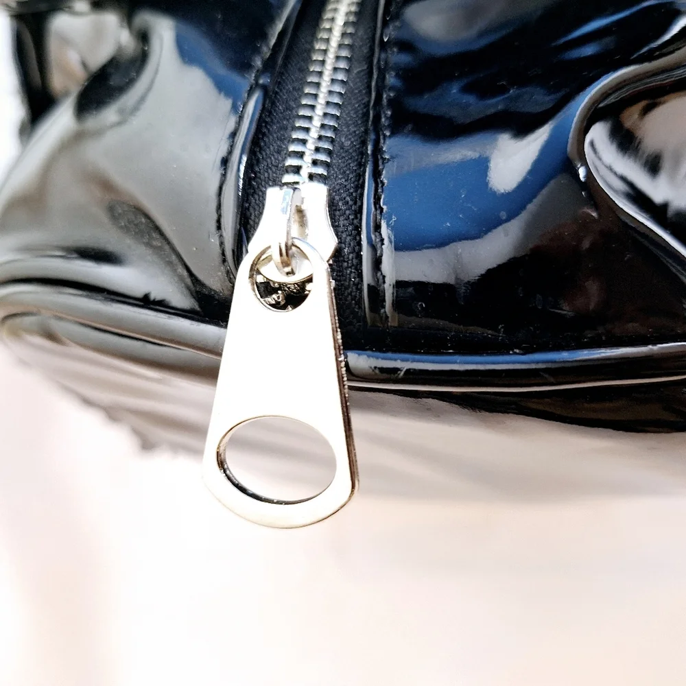 Voodoo Vixen Black Floral Satin & Patent Satchel - Picture 10 of 16